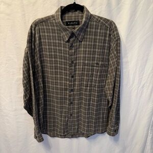 ViSiVo Textured Brown Plaid Button-Up Shirt Men’s L 16-16½ Classic Grandpacore